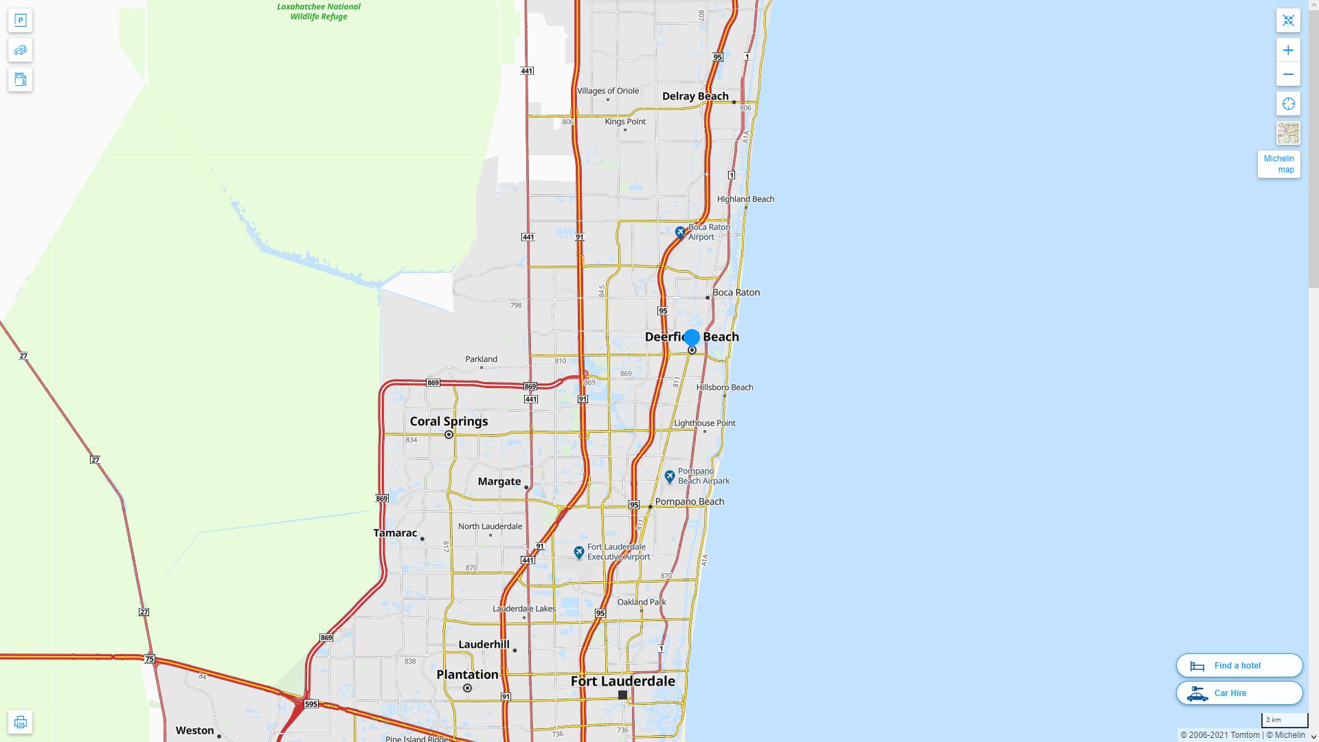 Deerfield Beach Florida Highway and Road Map